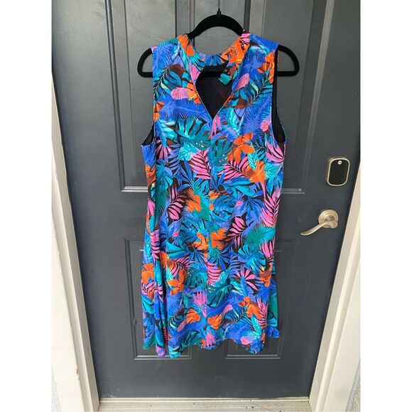 Investments Sleeveless Tropical Multicolor High-Neck Dress, Size XL - Picture 2 of 9